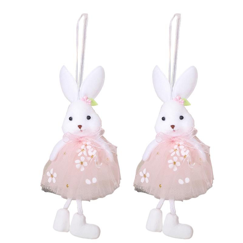 

2Pcs Easter Bunny Hanging Ornaments Spring Tree Hanging Bunny Ornaments Fabric Bunny Doll Ornament Bunny Bee Doll Hanging Gift розовый