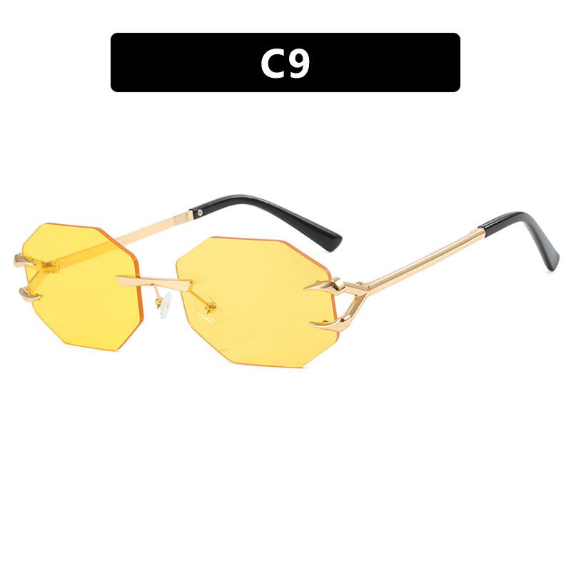 New Women Sunglasses Fun Octagonal Trend Personalized Shades Fashion Retro Frameless Versatile Sunshade Sun Glasses