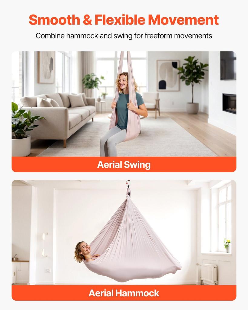 Aerial Yoga Hammock, 136.07 Kg Load Aerial Silk, Yoga Swing with Nylon Fabric, PE Zipper Bag for Parent-Child Interaction, Strengthen Muscles &