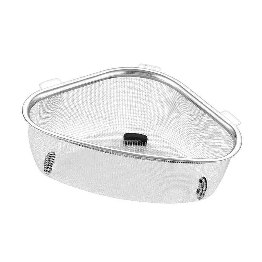 Stainless Steel Kitchen Drain Basket for Vegetables and Residues Space Saving Triangular Strainer Food Waste Filter