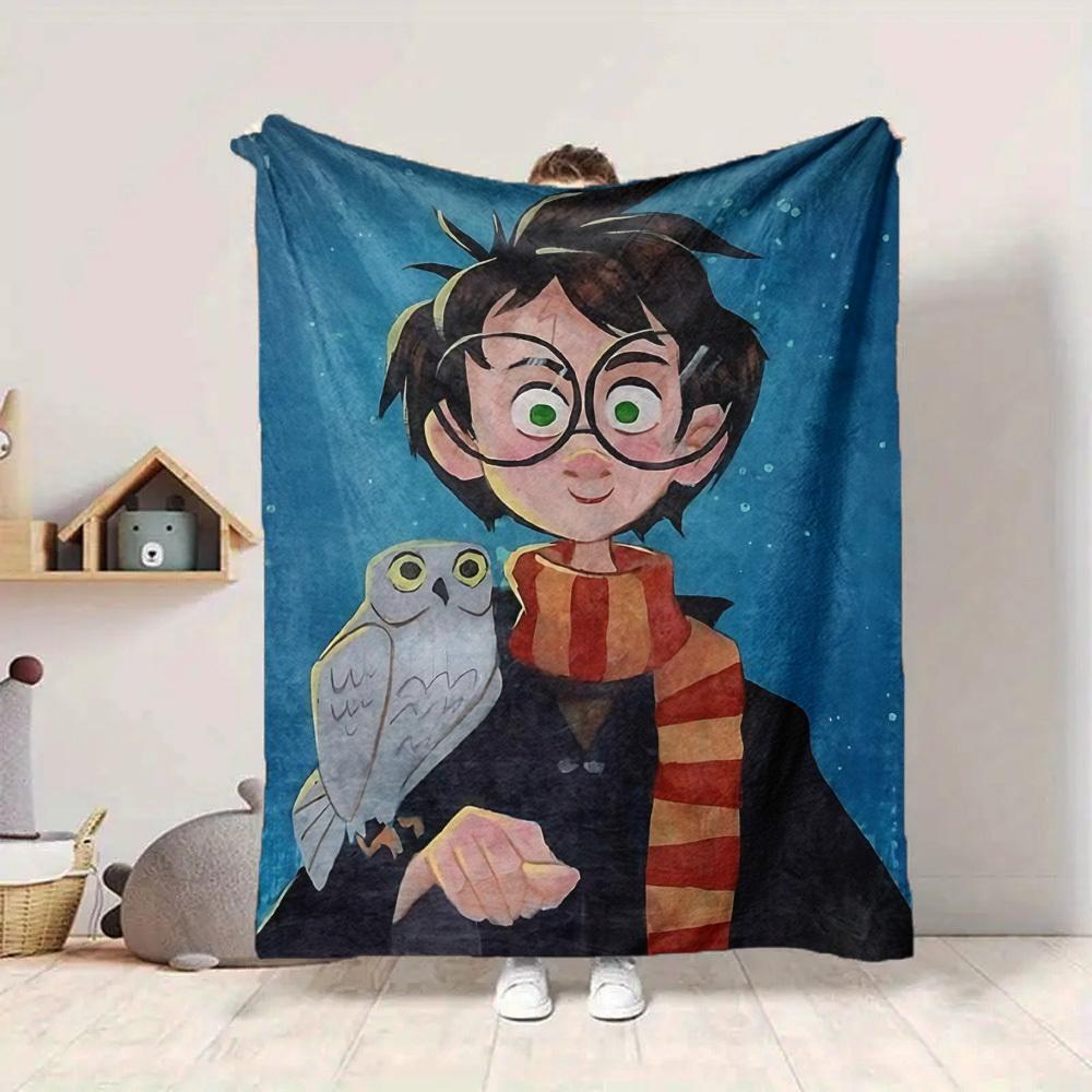 1pc Harry Potter Wizard Owl Flannel Throw Blanket - Lightweight Soft Warm All-Season Blanket for Sofa, Bed, Travel, Camping  L1029060