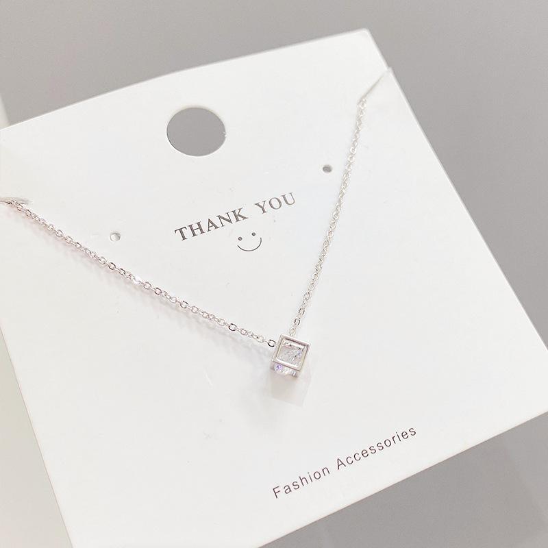 Colares Clássicos Zircão Cristal Dentro Oco Quadrado Aço Inoxidável Colar para Mulheres Coreano Moda Sexy Feminino Clavícula Corrente Jóias