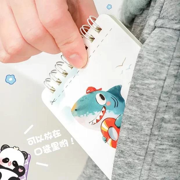 Mini Spiralblock Klein Notizbuch Set: Niedliches Cartoon-Taschenvokabelheft (4 Packung)