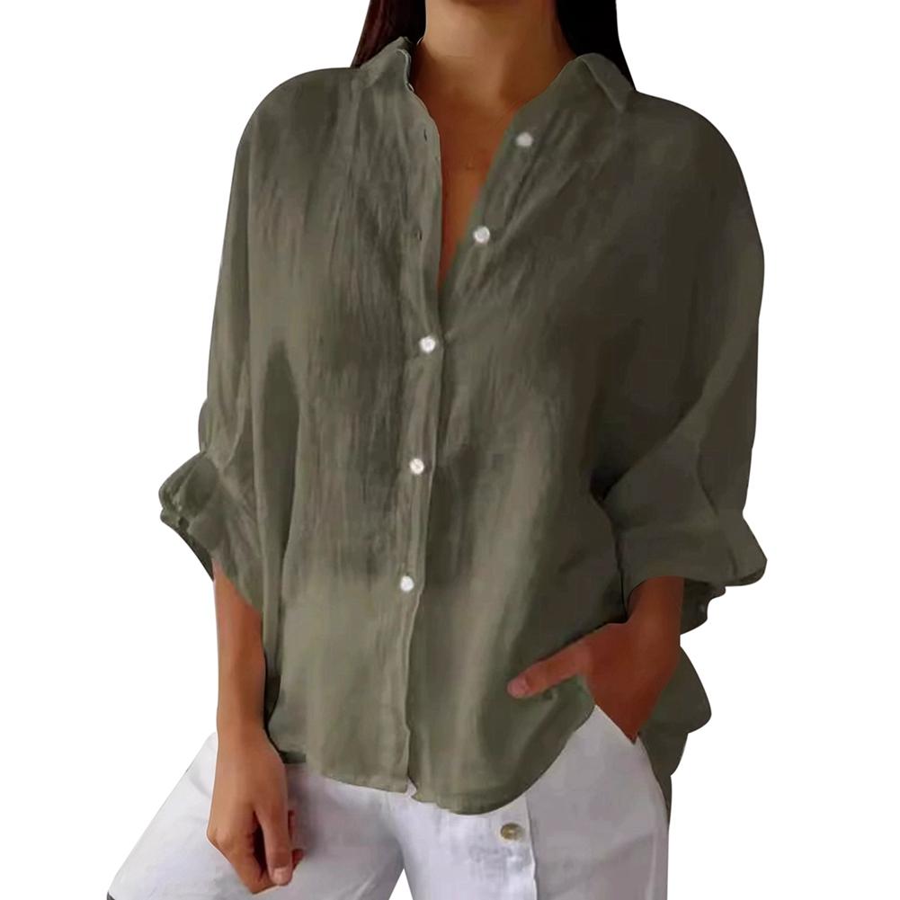Women's Back-Tie Blouse Long Sleeve Button Shirt Open-Back Shirt
