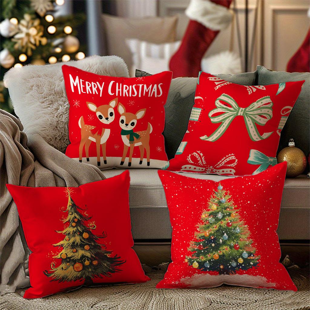 Christmas-Themed Pillowcases With Treessuitable For Sofa Car Bedroom Decorative Cushion Cover Pillow Cover