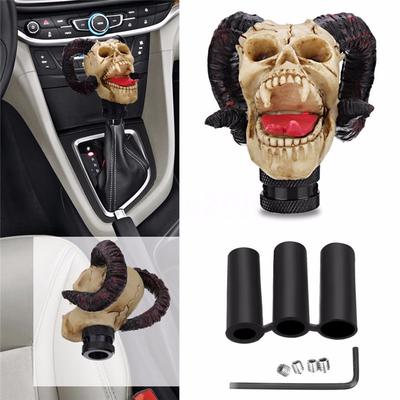 Black Carbon Fiber Style Leather Car Truck Manual Gear Shift Knob Handle Stick