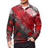 Men's Loose Casual 1/4 Zip Sweatshirt Fashion Printed Long Sleeve Top With Pockets