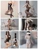 Air Hostess Lingerie Set: Sexy Maid Uniform with Stockings & Fishnet Bodysuit