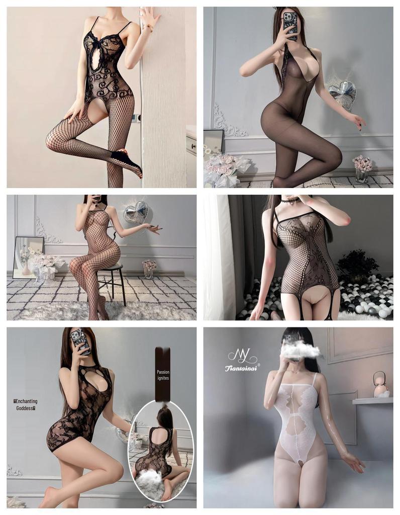 Air Hostess Lingerie Set: Sexy Maid Uniform with Stockings & Fishnet Bodysuit