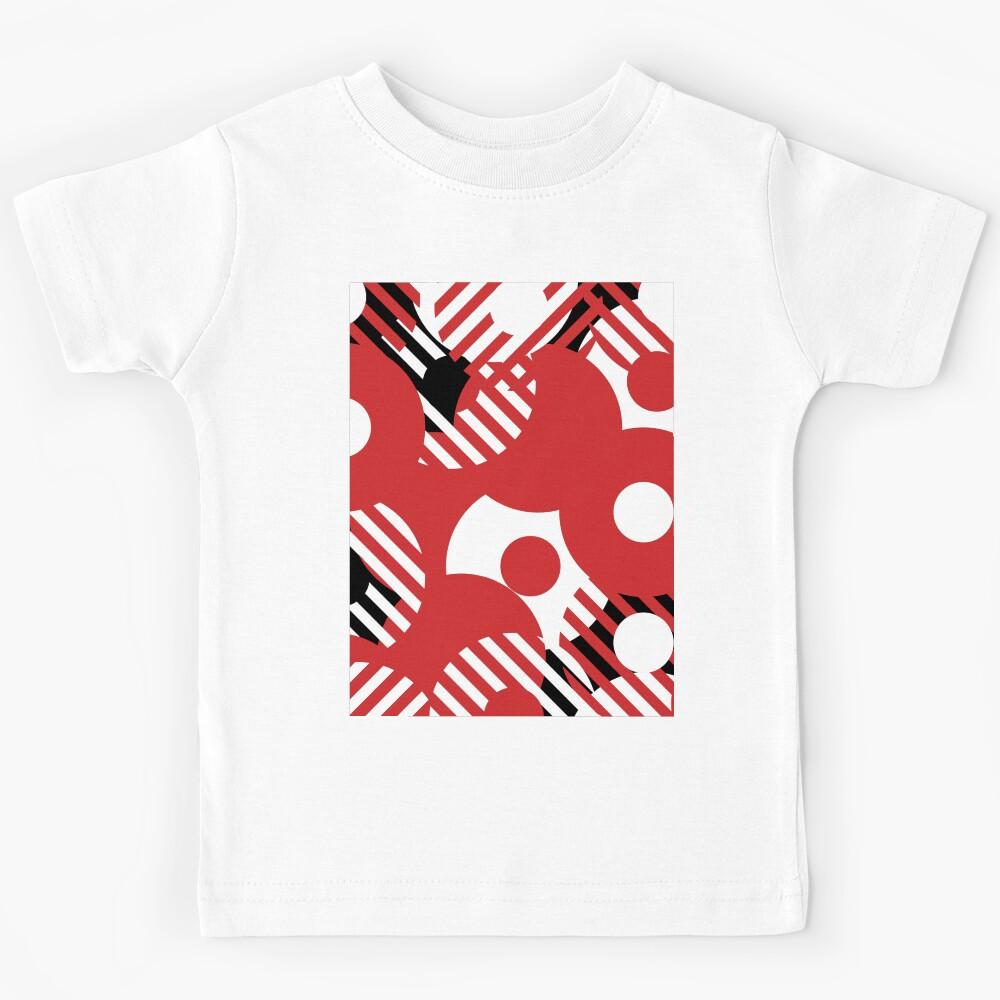 Red Black and White Circle and Stripe Pattern Pairs Coloro 2022 Popular Color Red Glow 013-43-37 Kids T-Shirt 110