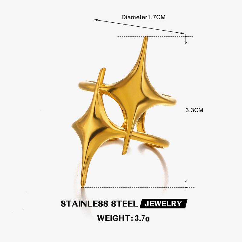 Stainless Steel Meetal Star Cross Open Rings For Women Men Vintage Gold Five Pointed Star Adjustable Rings Jewelry Gift