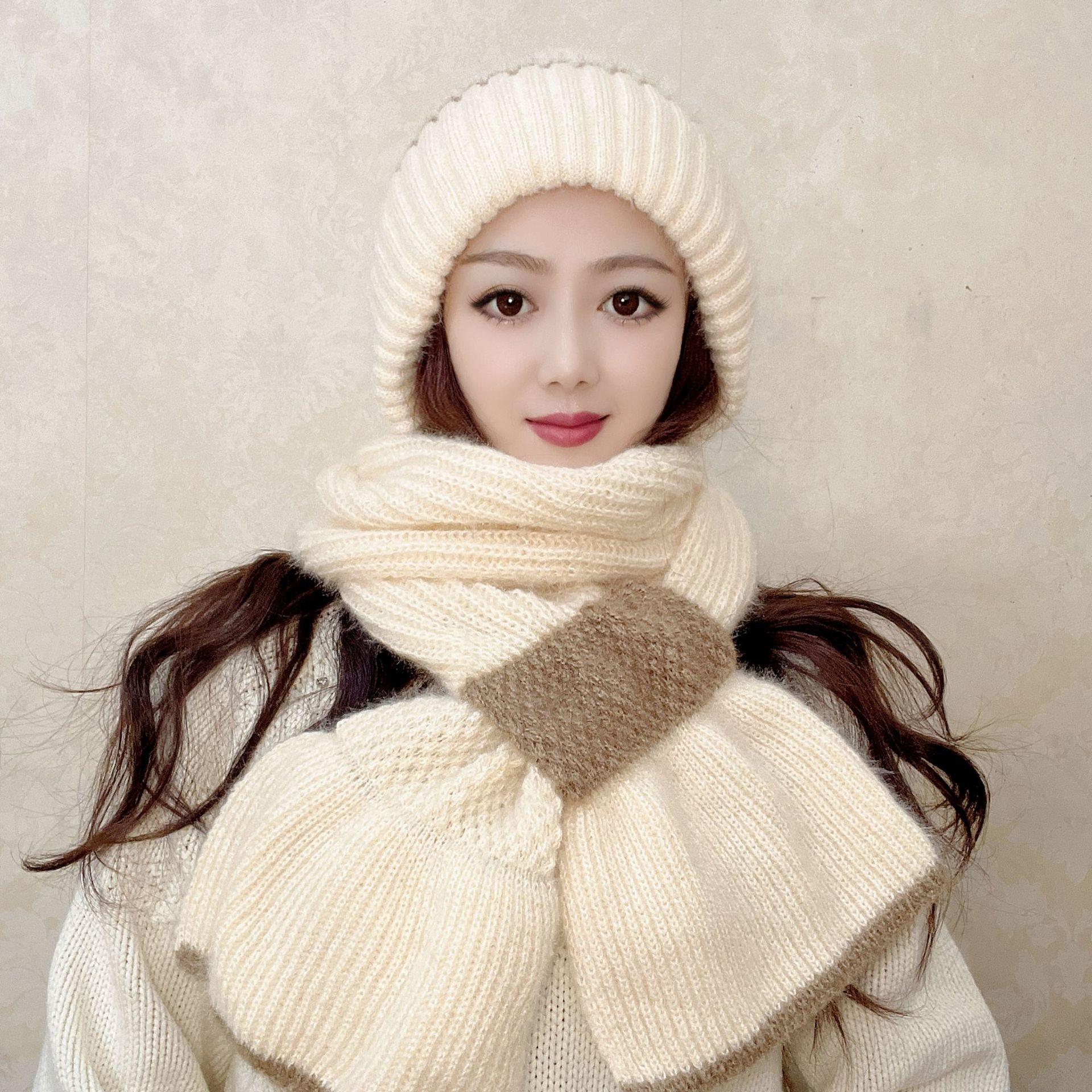 

Двухслойный вязаный универсальный шарф-флис «Белка» с интегрированной снежной шапкой, плюшевая шерстяная шапка с пряжкой и защитой для ушей, вязаная шапка One size