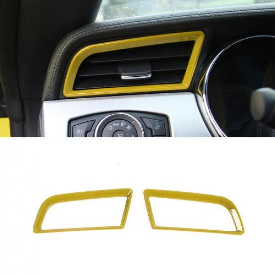 Console Side Outlet Vent Frame Cover 2PCS For Ford Mustang 2015-23 Bright Yellow