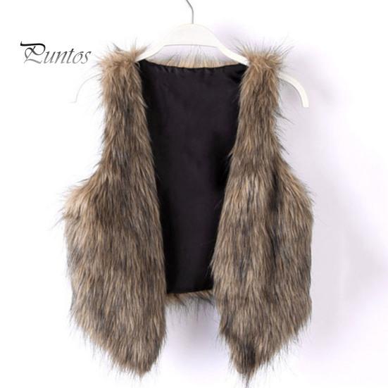 Ladies Vest Fall Winter Faux Leather Fur Fluffy Sleeveless Cardigan Lady Outerwear V Neck Thick Open Stitch Casual Short Waistcoat