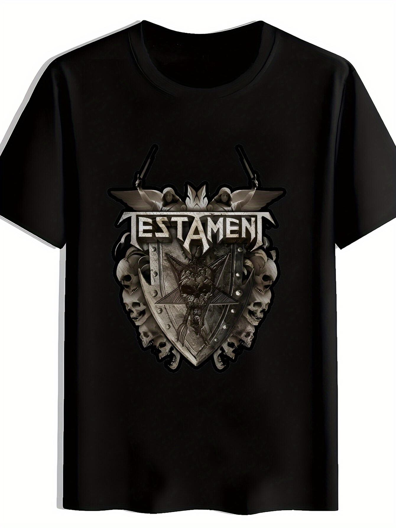 T-shirt Vintage Rock Band Graphic - Black Casual Summer Tee with TESTAMENT Print XXXL
