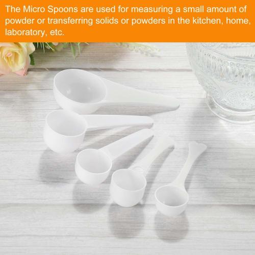 uxcell 15-Piece Micro Spoon, 3g Measuring Scoop, Plastic Round Bottom Mini Spoon, Flat Bottom Mini Spoon for Home Kitchen, Powder Measurement, and Bak