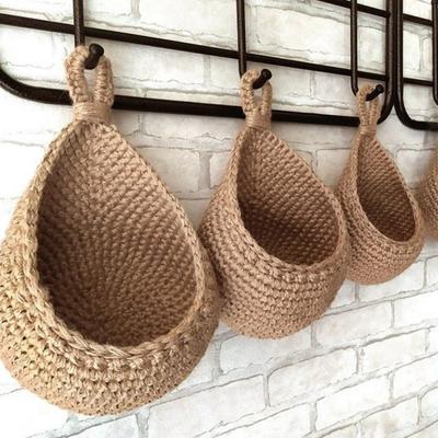 Fruit Vegetable Basket XS-2XL Handwoven Wall Hanging Teardrop Plant Basket Kitchen Table Wall Hanging Storage Basket Container