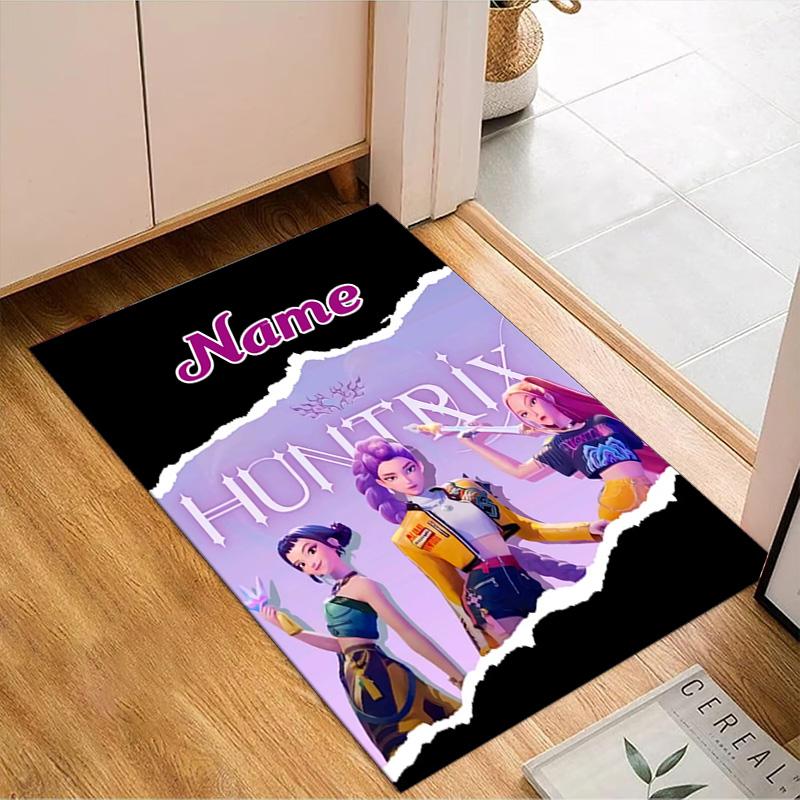 Custom Name Powerful KPop Fashion Rug for Living Room, Game Rooms, Office, Bedroom, Floor Mat Playful Design, Fan Gifts Christmas Decor