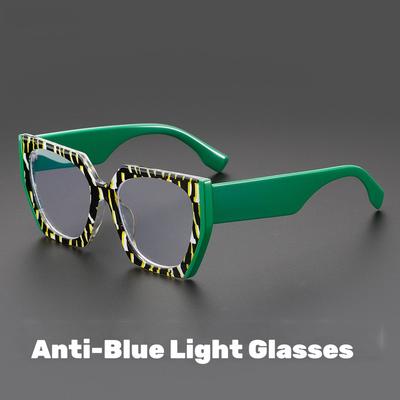 Fashion Polygon Oversize Frame Plain Glasses Unisex Retro Leopard Versatile Advanced Eye Protection Anti-Blue Light Eyeglasses