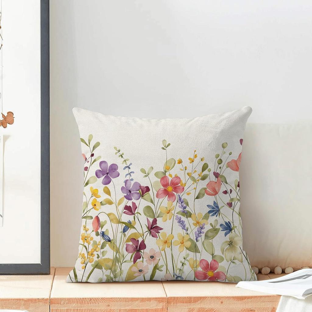 Wildflower Spring square pillow case color flower season decoration suitable for sofa bed bench 45*45cm 2PC