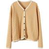 Spring Striped Webbing-Edged Single-Breasted Long Sleeve Women's Jacket Cardigan