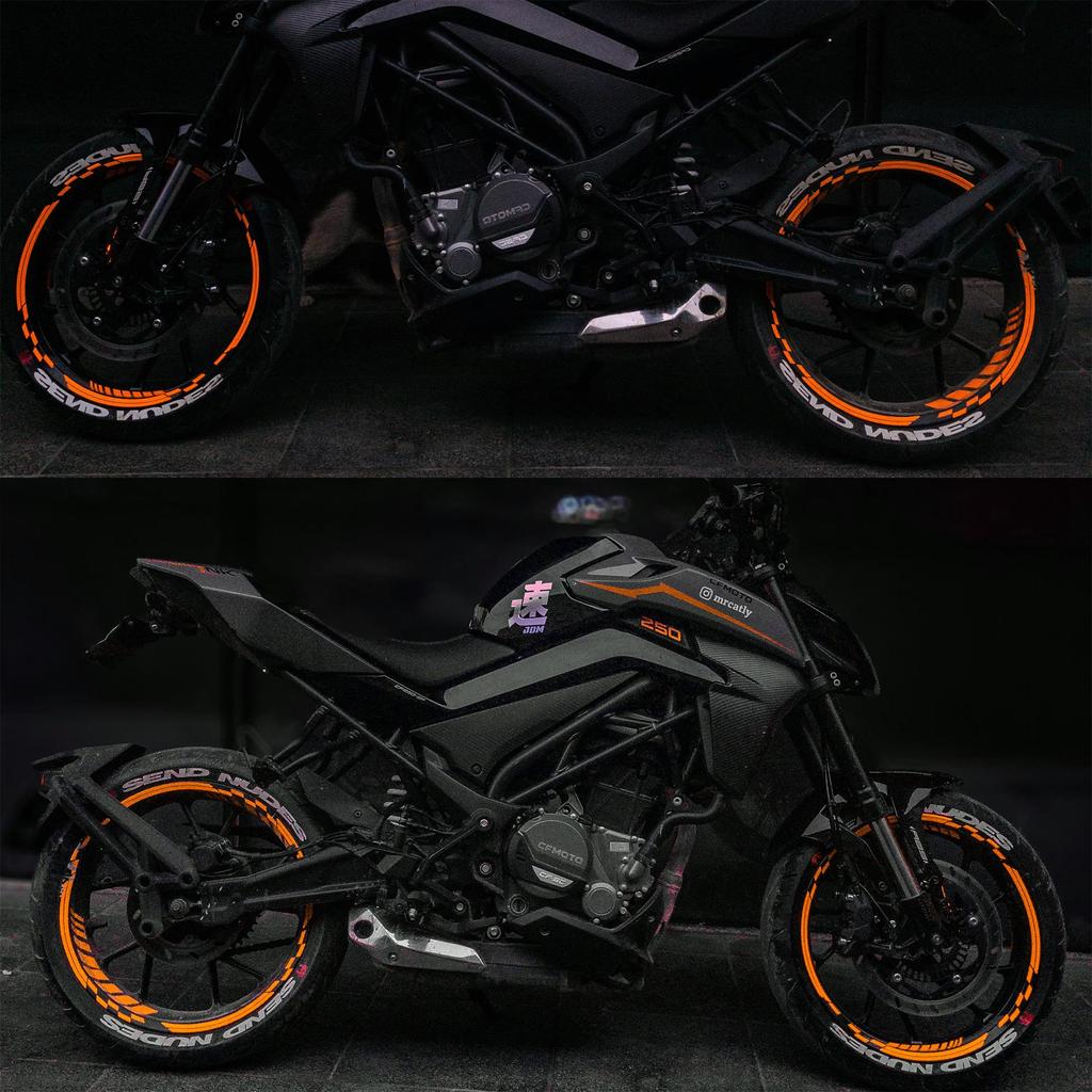Fluorescencyjny pomarańczowy Moto GP Zestaw wewnętrznych zewnętrznych obręczy Taśma obręczowa Paski na koła Naklejki Naklejki CinarExtreme