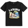 2025 Popular Children's T-shirt Beach Vacation LABUBU Printed Cartoon Style Round Neck Short Sleeved Cute and Versatile Girl's Top