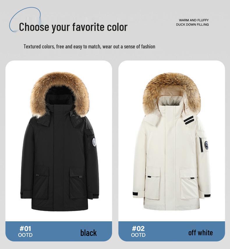 Modische Marke Herren Winter Weiße Daunenjacke mit Kapuze: Kurze, dicke, warme Jugend-Oberbekleidung für Paare 2025