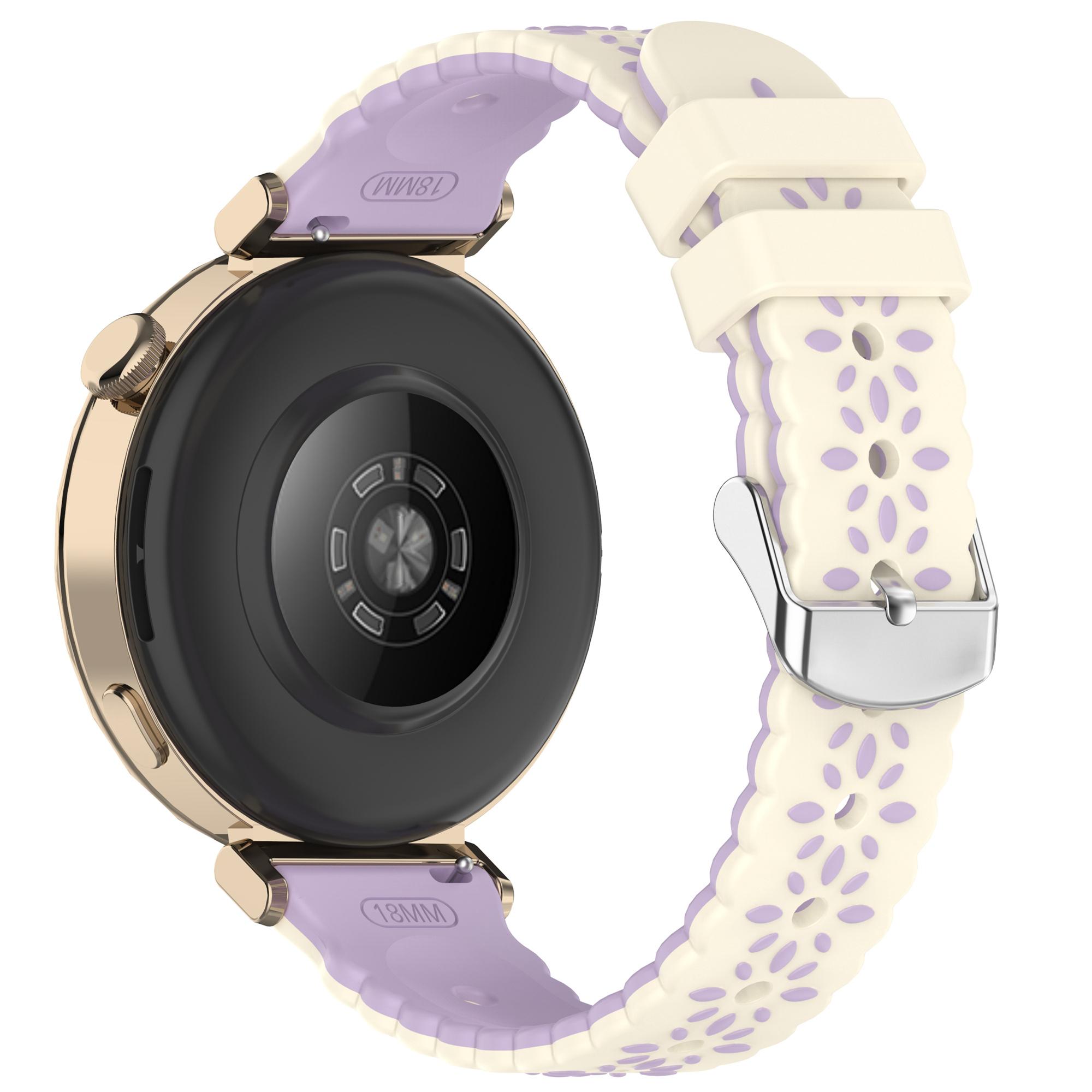 

20mm Silicone Strap for Samsung Galaxy Watch7 44mm/6/5/4/4 Classic Sunflower Pattern Dual Color Watch Band Starlight/Purple