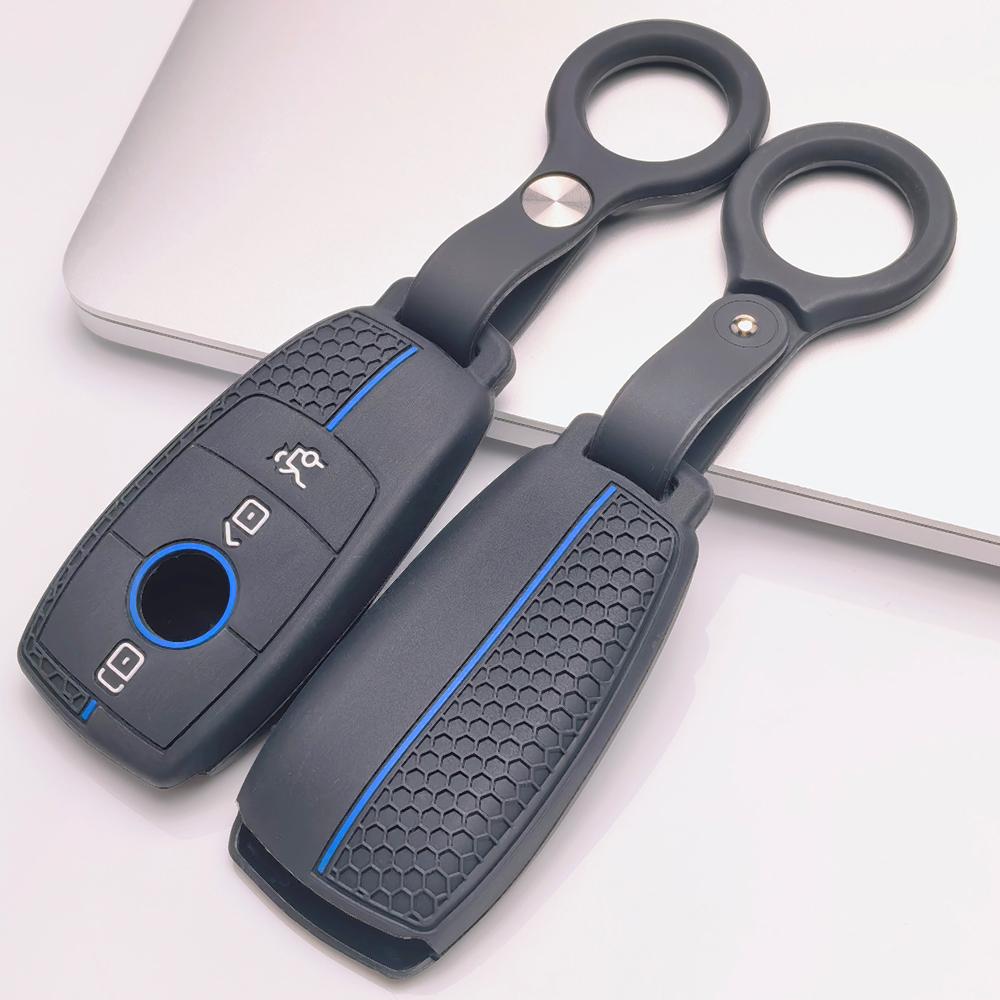 Silicone Key Cover for Mercedes-Benz A Class W177 B Class W247 C Class W206 E Class W213 S Class W222 GLC GLE GLS CLA GLB GLA with Keychain Key Cover