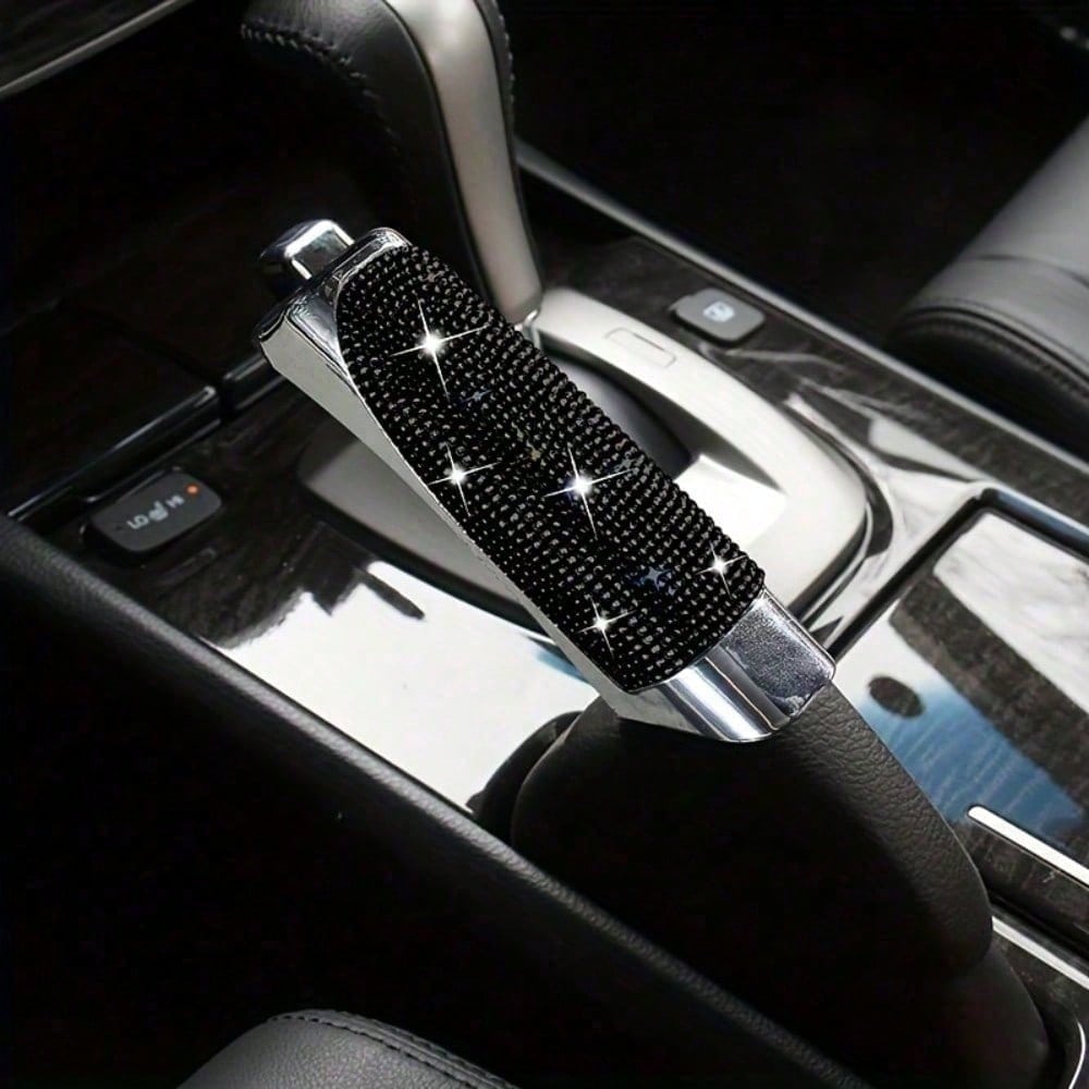 1pc Car Handbrake Cover, Bling Crystal Rhinestone Dedicated Side Brake Protective Cover, Car Accessories