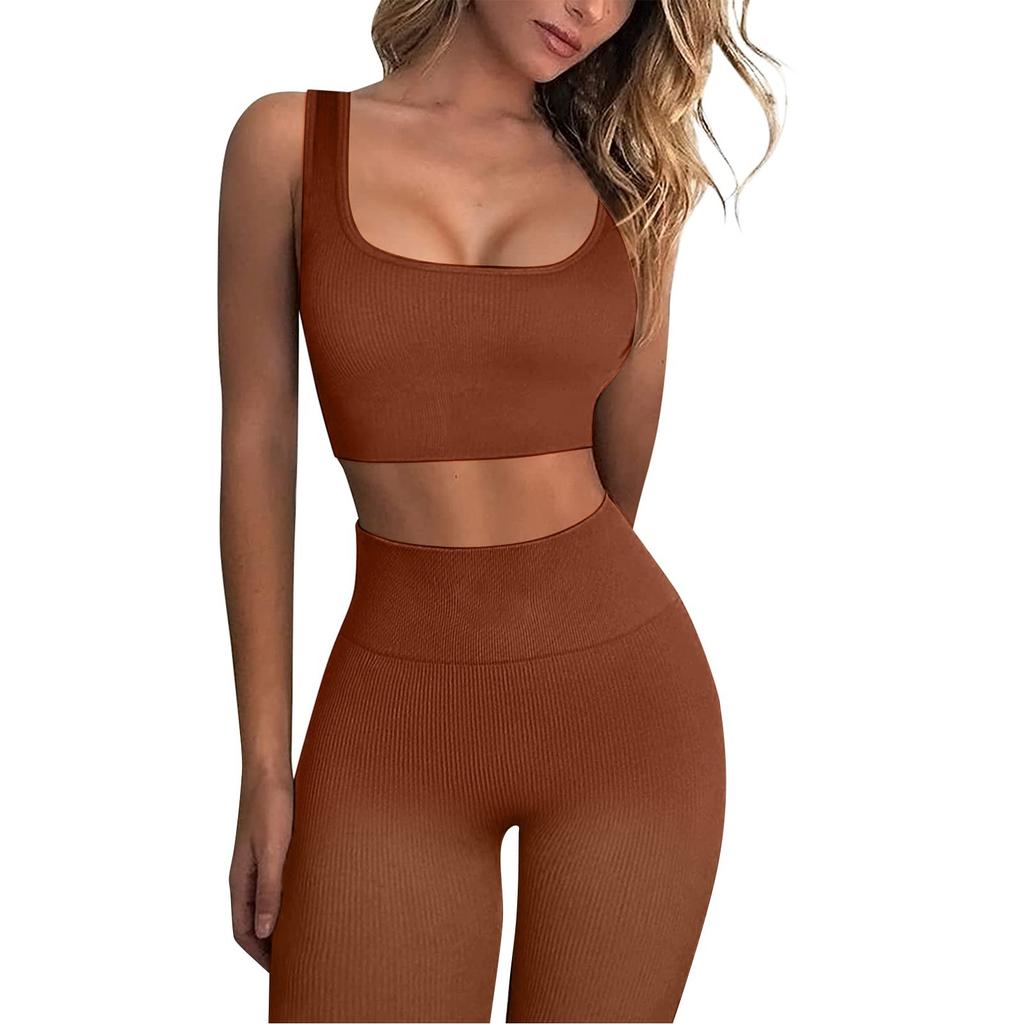 Women's Workout Set 2-piece Set Seamless Short Vest High Waist Shorts Yoga Clothing