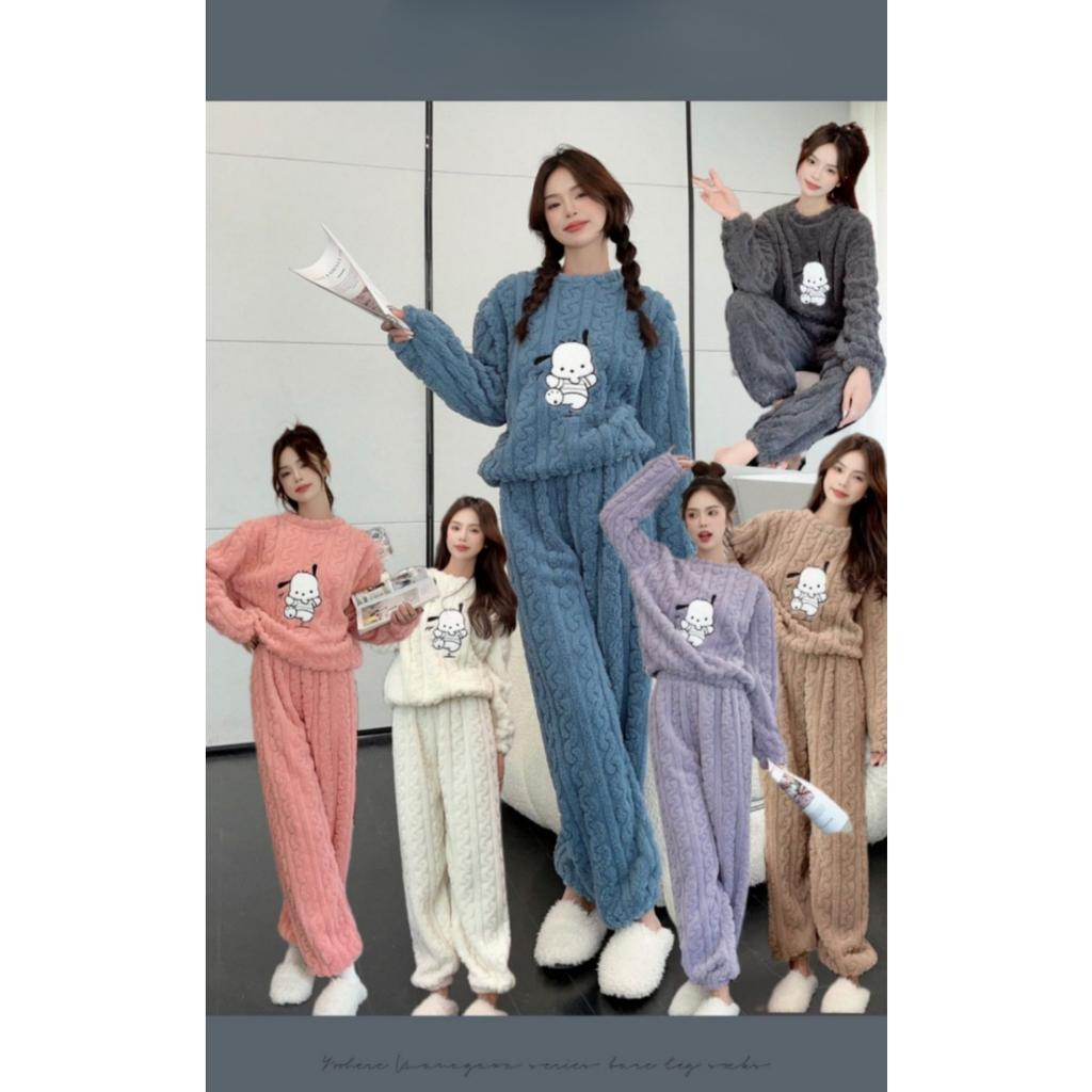 Autumn and Winter Coral Fleece Pajamas for Women, Thick and Warm Flannel Long Home Wear, Fashionable Plus Size Cardigan Set
