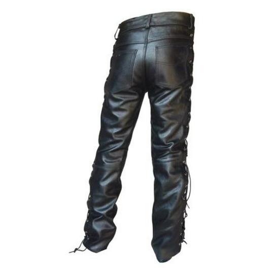 2019 Wish Lace-up High Waist PU Leather Pants - Solid Color, Trendy European & American Style