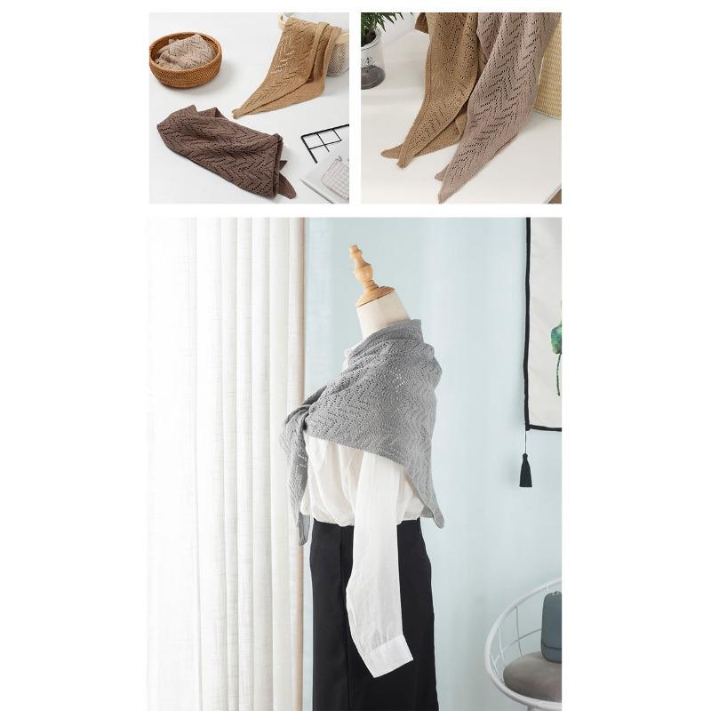 Spring Summer Knitted Triangle Scarf Dual Use Shawl Head Wrap