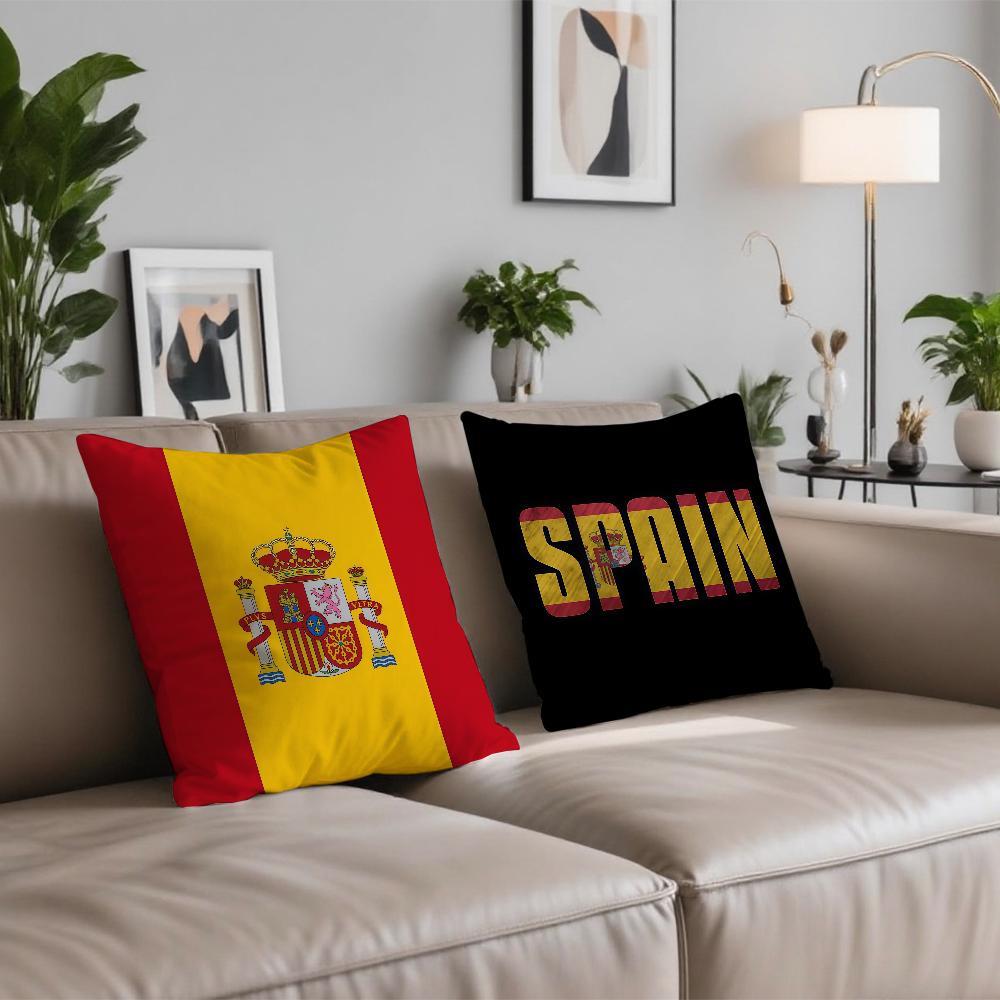 S-Spain Flag Cool cushion cover Double Sided Printed Polyester Pillowcase Pattern Decorative Zipper Cushion Cover