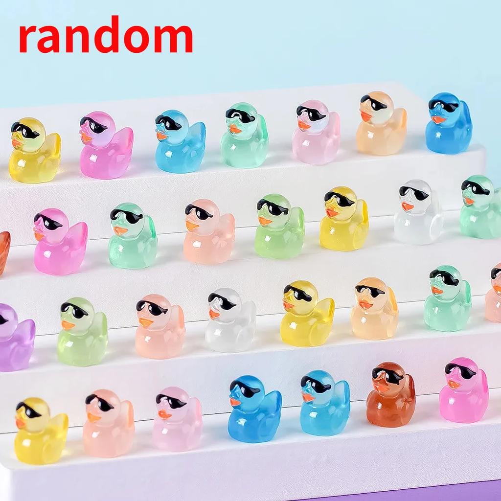 50Pcs Luminous Mini Glitter Ducks With Glasses Miniatures Duck Micro Landscape Diy Accessories Mini Ducks Home Diy Craft Decor