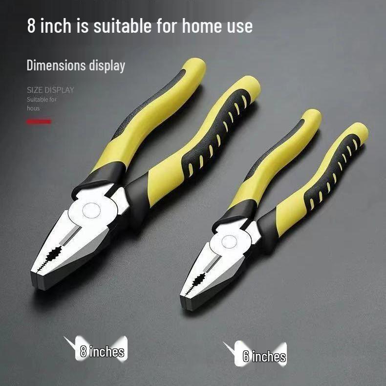 8" Multifunctional Tiger Pliers Set: Vise, Diagonal, Wire, and Rod Pliers for Household Use.