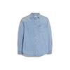 Solid Color Single-Breasted Collar Straight Long Sleeve Shirt Men Shirts Blue CF792-P9J