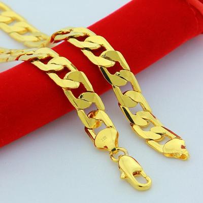 24K Gold gefüllt 10mm 50-75cm Männer Figaro Hip Hop Gold Halskette Ketten männliche Jungen hohe Qualität Schmuck Geschenk