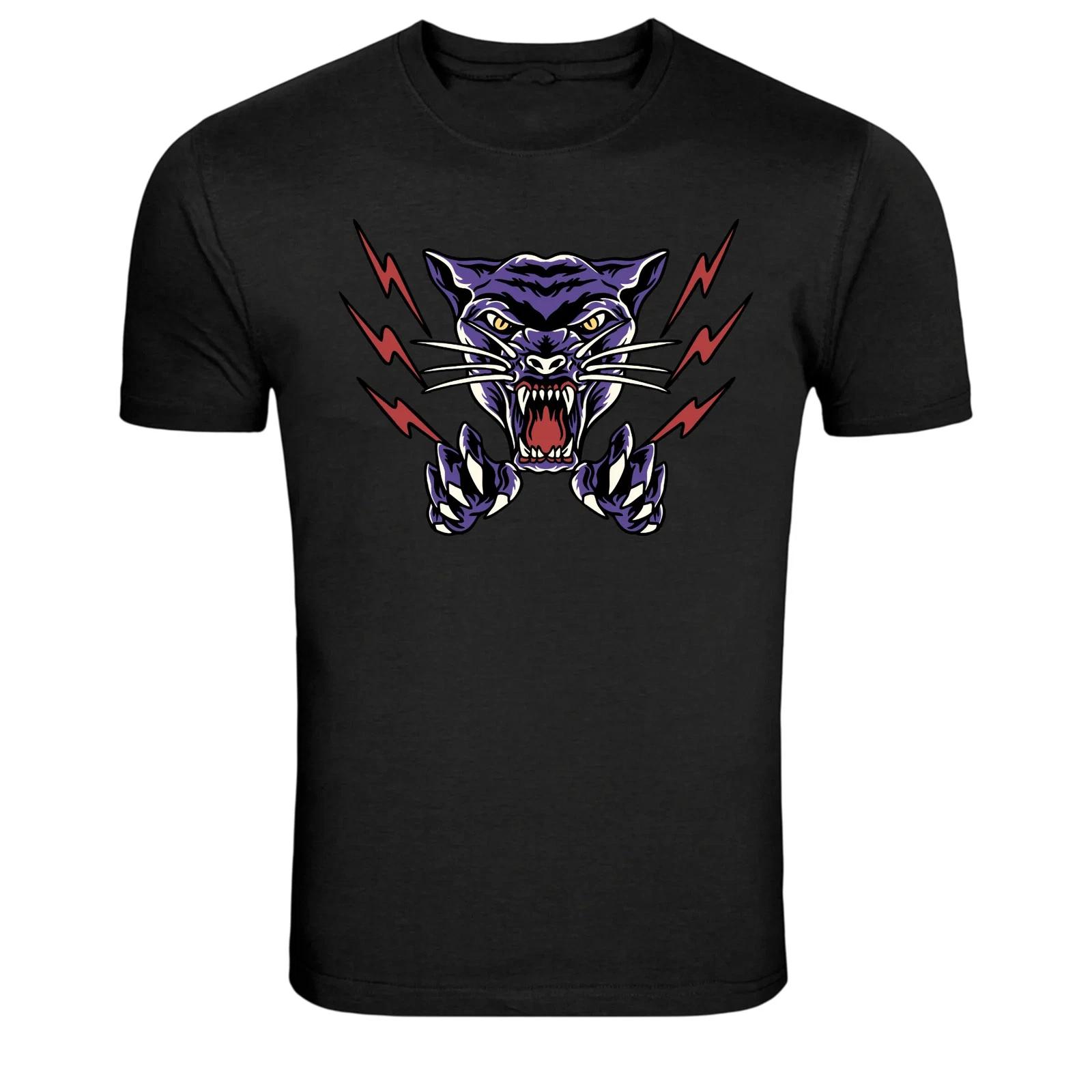 Purple Panther Lightning Wild Cat Animal Graphic T-Shirt M