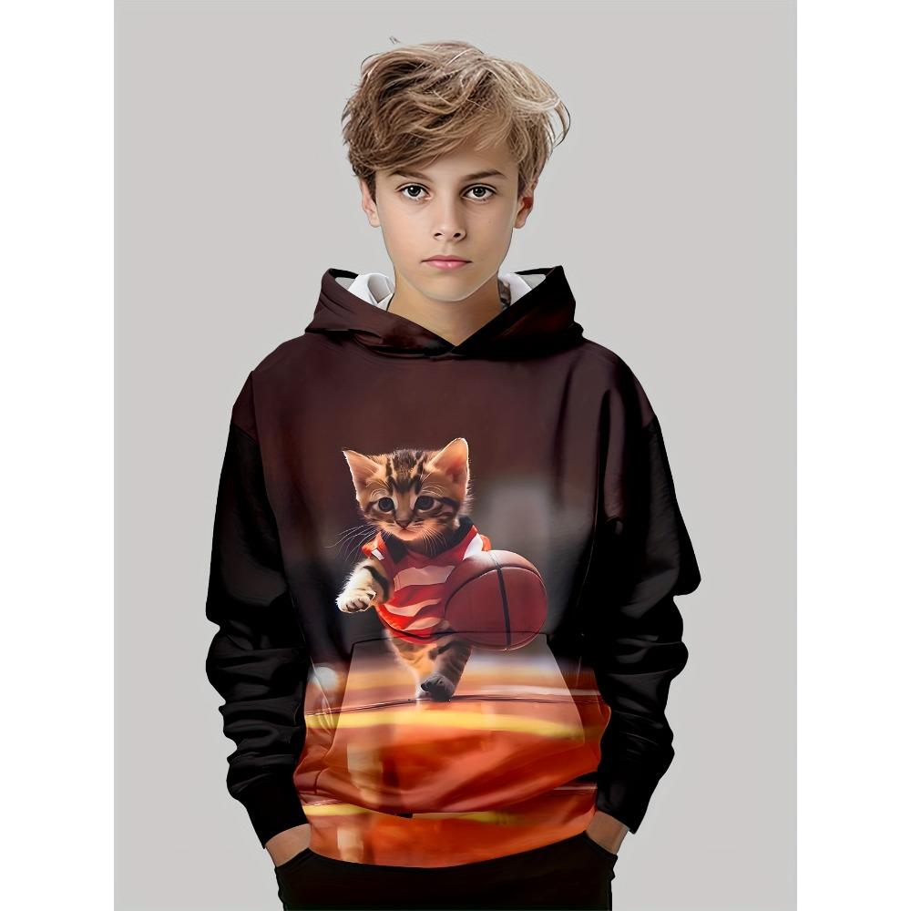 Funny 3d Print Children's Clothing Hoodies Long Sleeve Men Sweatshirt Cartoon Boys Leisure Fashion Cat Print Girls' Hoodie