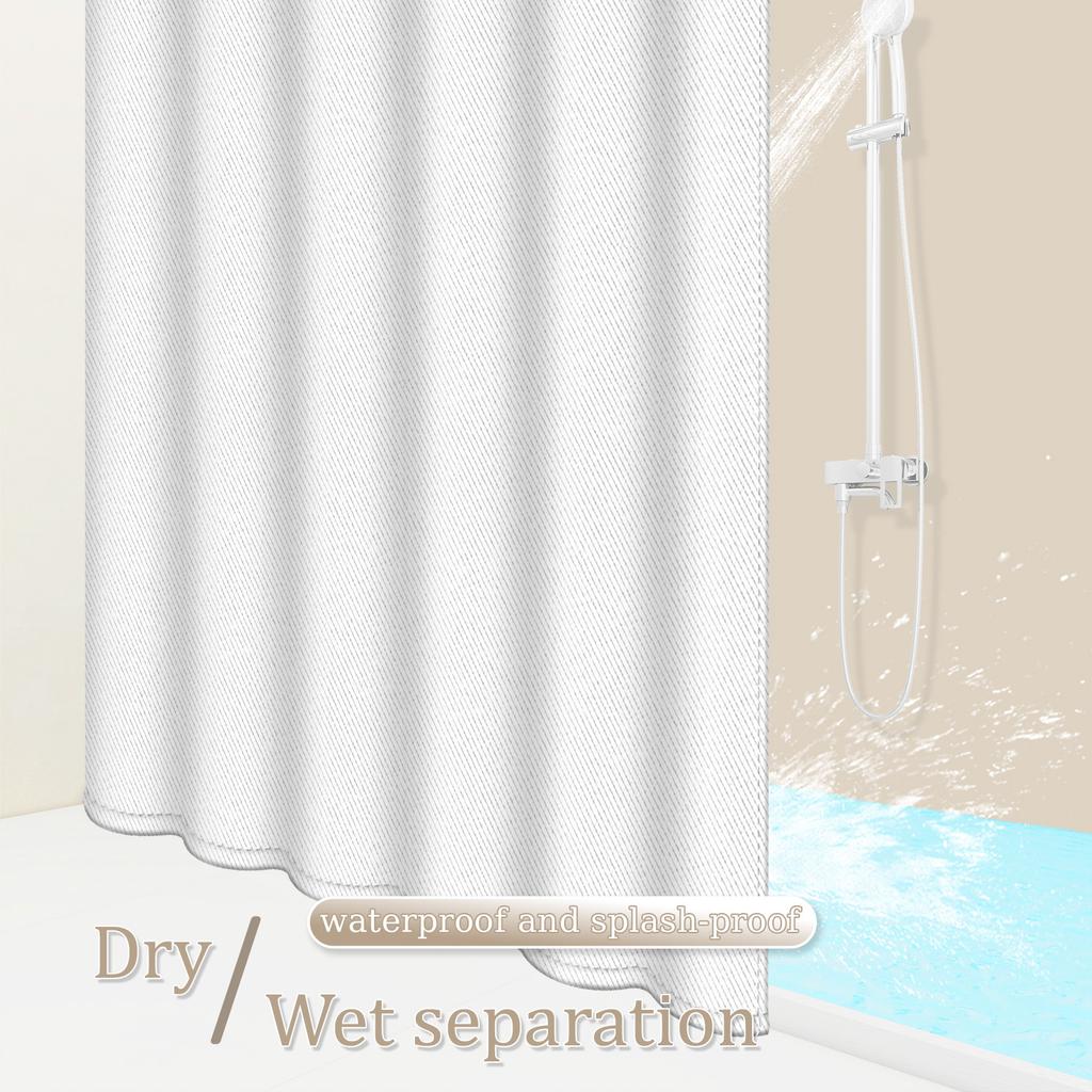 Minimalist White Shower Curtain - Soft Polyester Easy To Clean