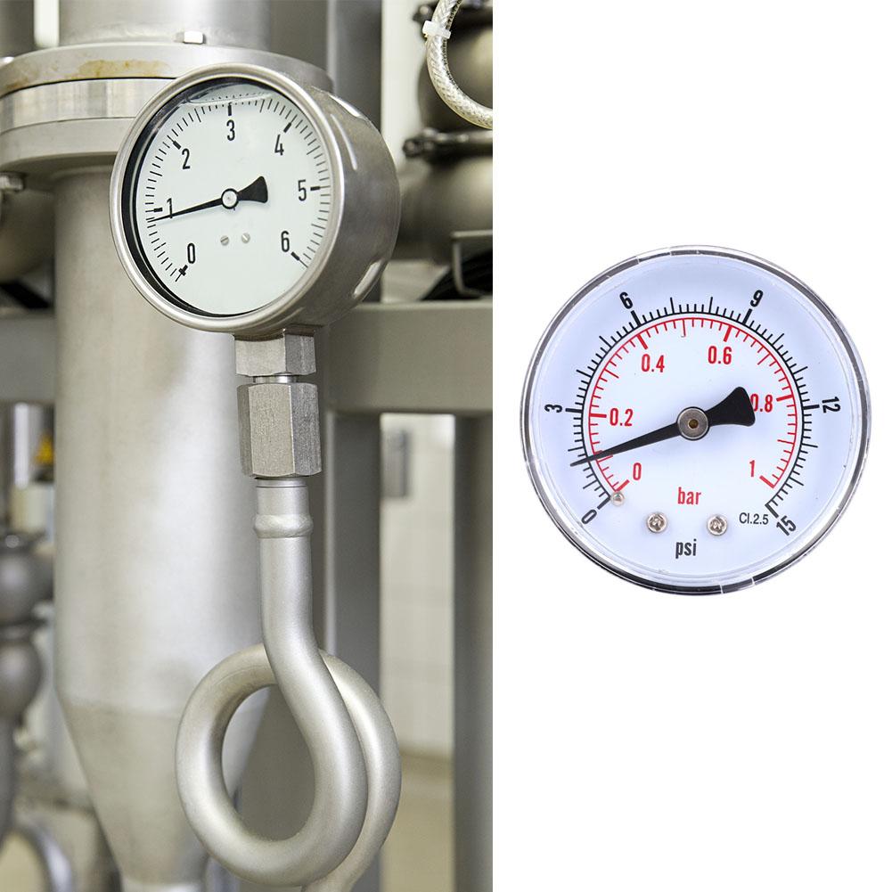 Pressure Gauge 50mm 1Celsius8 BSPT Back Connection for Water Oil Gas (0-15PSI 0-1Bar)