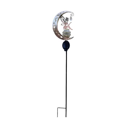 Solar Garden Light, Butterfly Fairy Moon Figurine Stake Light, Outdoor Waterproof Solar Powered Pathway Light for Patio, Lawn, Yard Decor