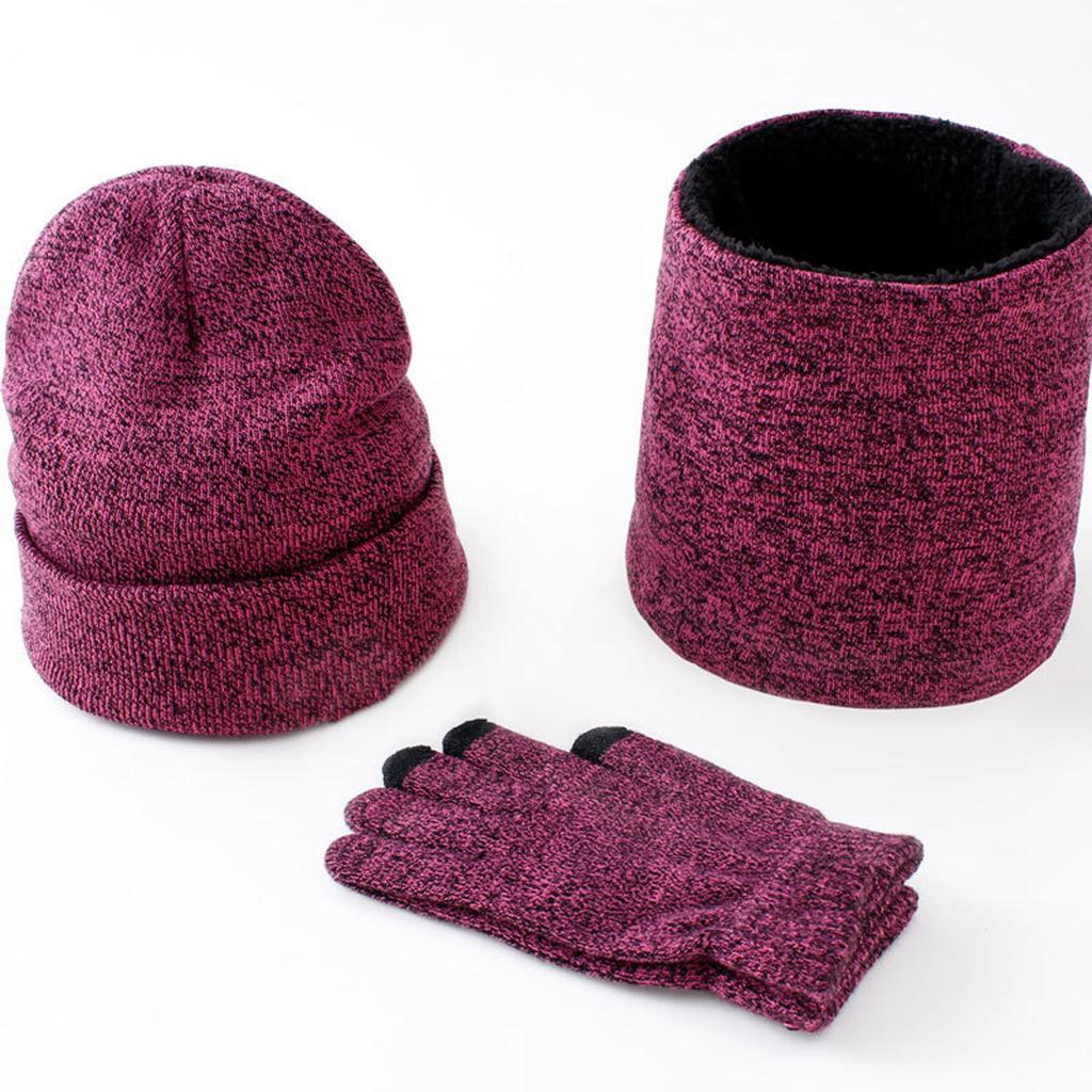 Warm Plush Thickened Hat Scarf Scarf Screen Gloves Adult Three Piece Set