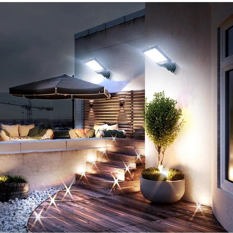 Runtow 108COB Solar Lights Outdoor With 3 Modes Waterproof Motion Sensor Security Lighting LED Wall Street Lamp for Garden
