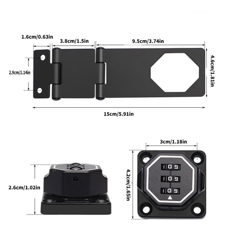 Security Slide Bolt with Build In Combination Lock 5inch Metal Hasp Multipurpose Door Lock for Cabinets & Small Door