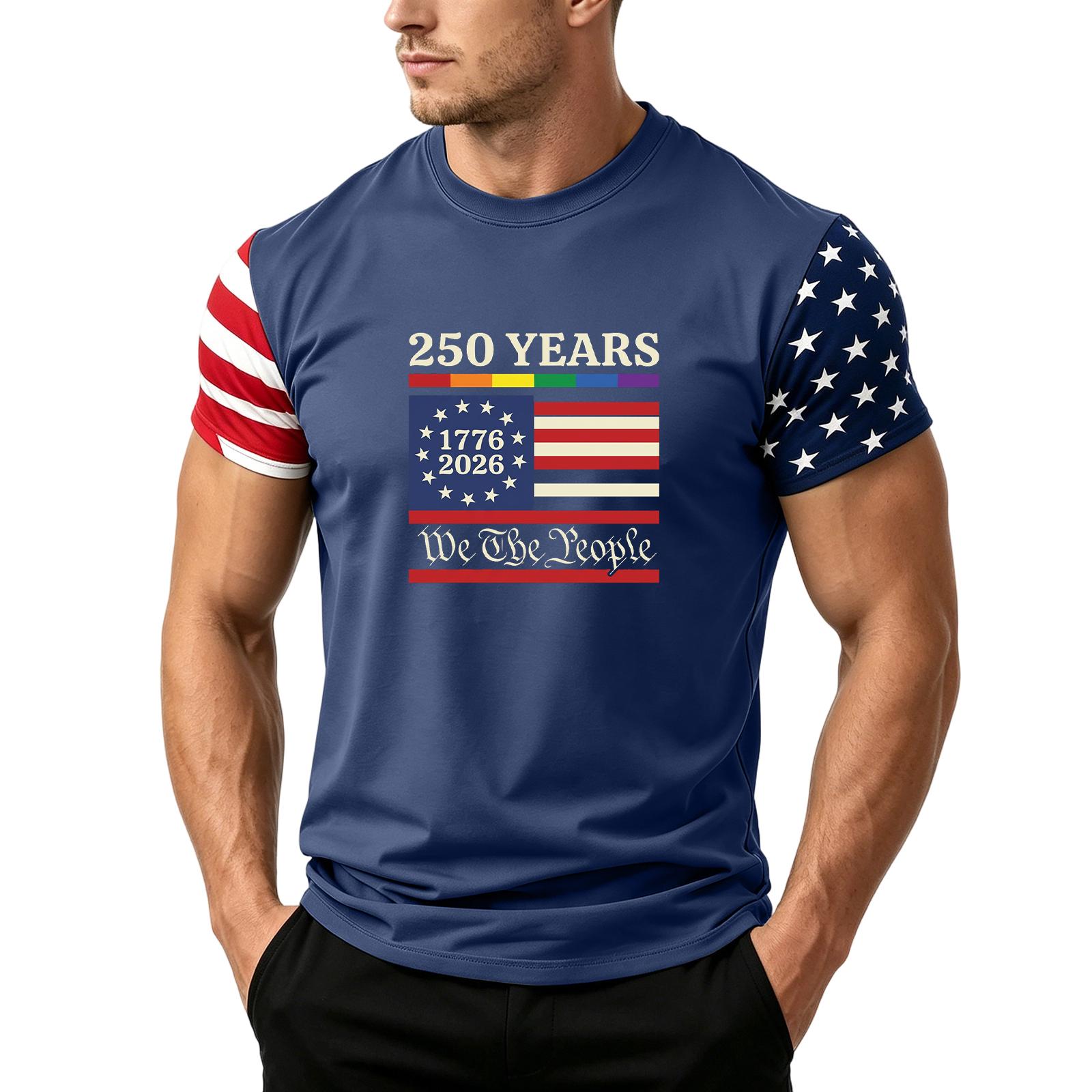

Men s Loose Fit Short Sleeve T Shirt with Flag Print Casual Summer Daily Wear Crew Neck Top for Outdoor Activities M