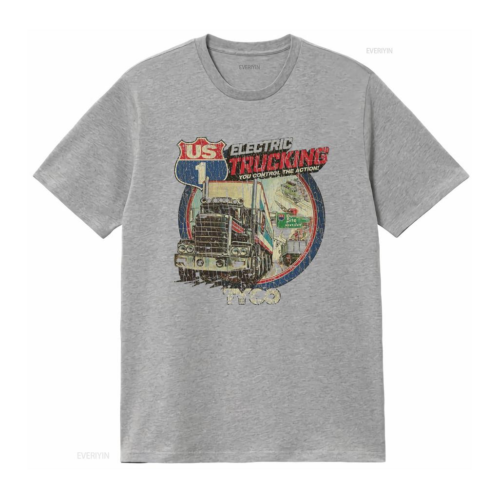 US 1 Electric Trucking 1981 Vintage Mens T Shirt Retro Truck Design Action Theme Durable Fabric vintage Washed Comfortable